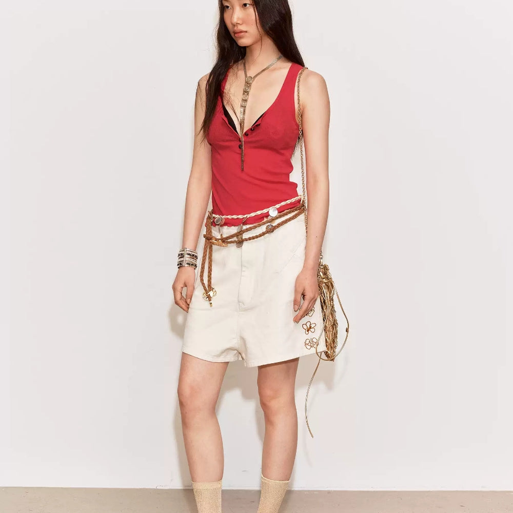 MEDIUM WELL Embroidered Washed Shorts