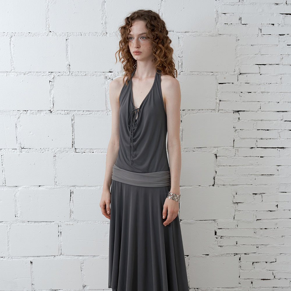 2AM POETRY Gray Draped Dress