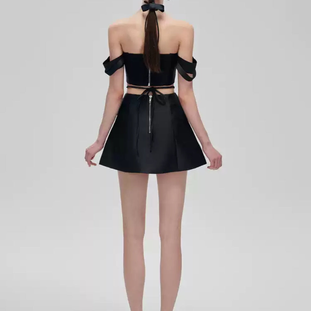 FA SOGNO Black Bow Dress Set