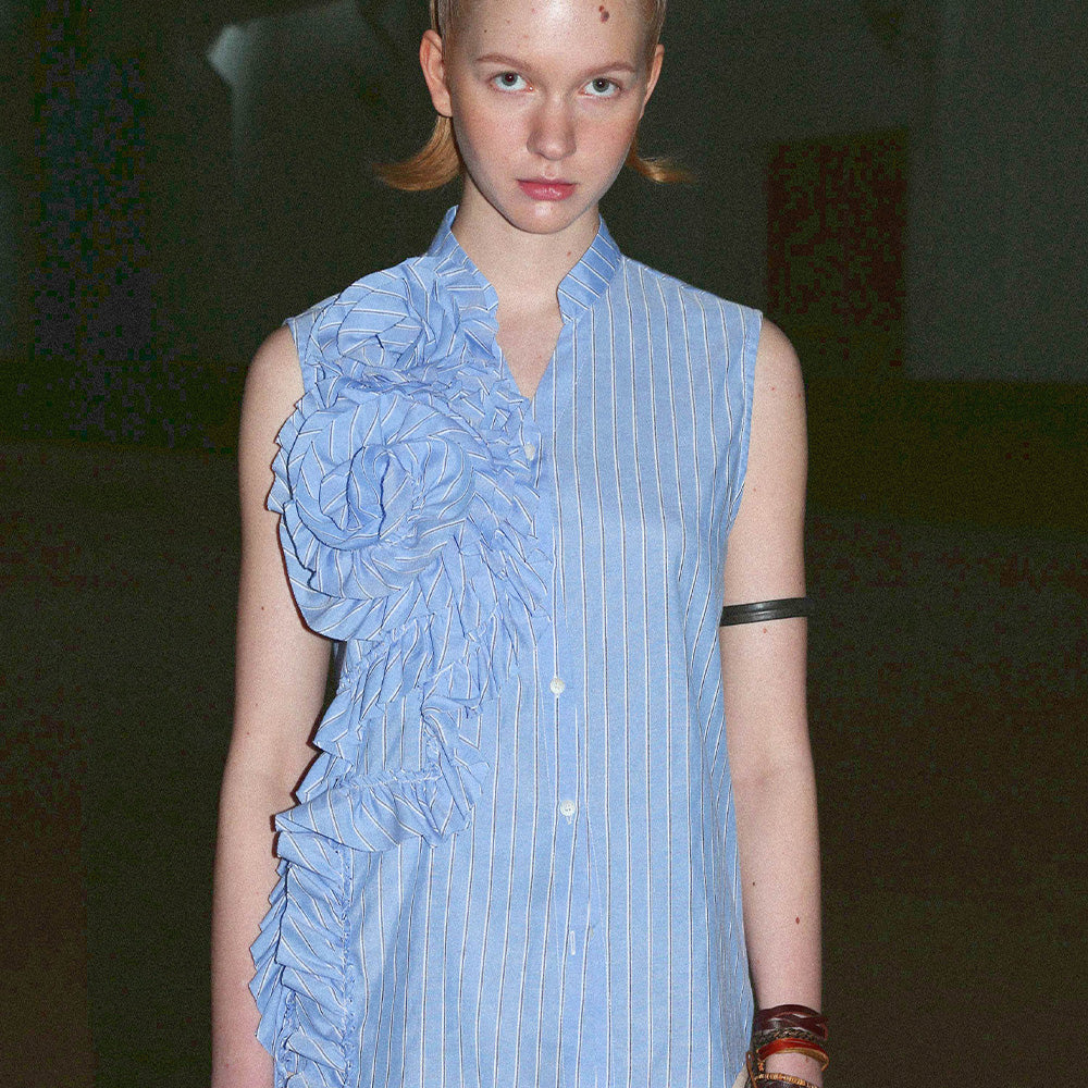 1COTHEN Striped Embroidered Shirt
