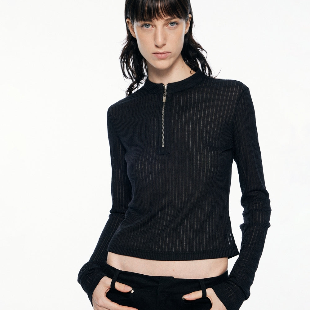 SANFRONTIERES Semi-Zip Top
